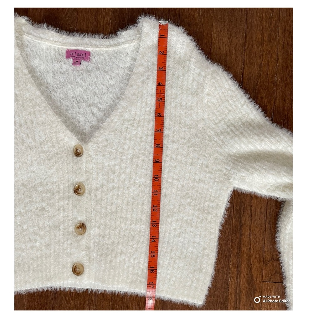 Francesca's Off White Fuzzy Cardigan - Picture 5 of 7